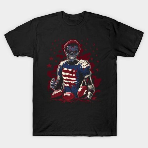 Creepy Touchdown Football Player Artwork Halloween T Shirt 1