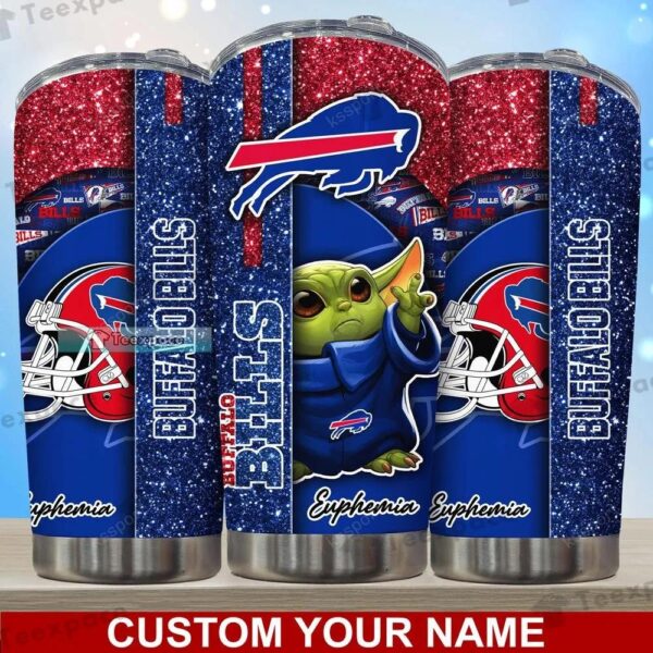 Custom Buffalo Bills Glitter Baby Yoda Tumbler