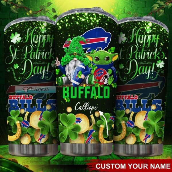 Custom Buffalo Bills Saint Patrick'day Baby Yoda Tumbler