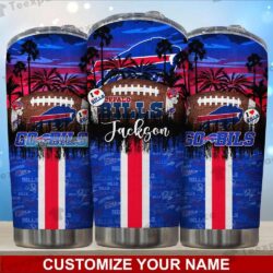 Custom Buffalo Bills Tropical Beach Football Tumbler