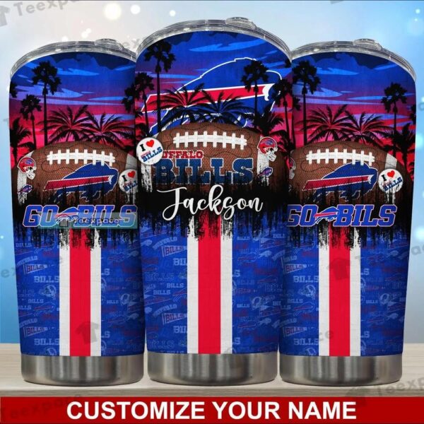 Custom Buffalo Bills Tropical Beach Football Tumbler