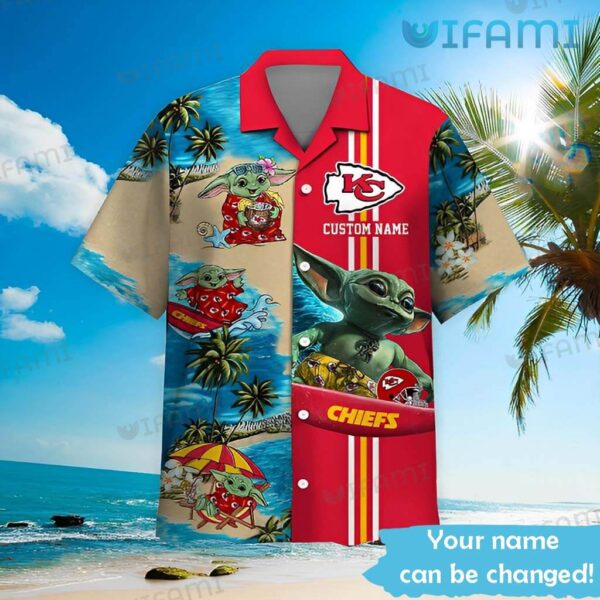 Custom Chiefs Hawaiian Shirt Baby Yoda Surfing Kansas City Chiefs Gift 2