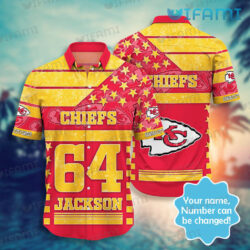 Custom Chiefs Hawaiian Shirt Star Red Gold Kansas City Chiefs Gift
