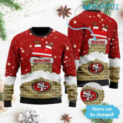 Custom Name 49ers Ugly Sweater Santa Chimney San Francisco 49ers Gift