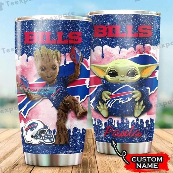 Custom Name Buffalo Bills Grogu Groot Football Tumbler