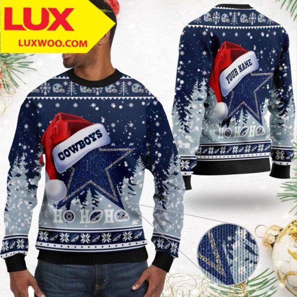 Dallas Cowboys Ho Ho Ho Custom santa Dallas Cowboys Ugly Christmas Sweater