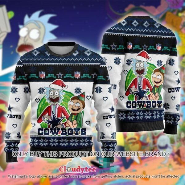 Dallas Cowboys Rick Morty Ugly Sweater happy Christmas gift for fan v2
