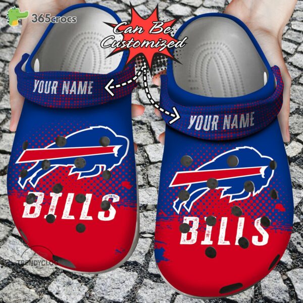 Football Personalized Buffalo Bills Half Tone Drip Flannel Clog Shoes