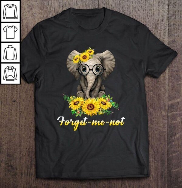 Forget Me Not Sunflower Elephant V Neck T Shirt