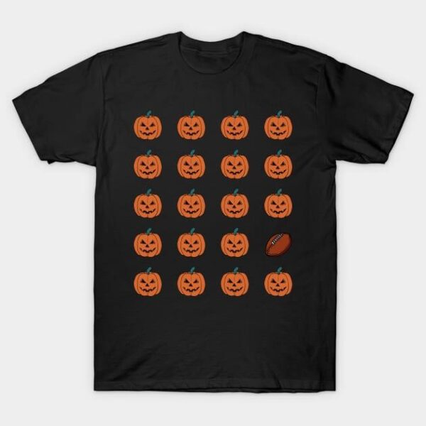 Group of Grinning Pumpkin and a Football T Shirt 1