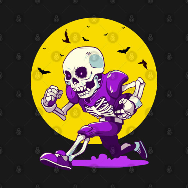 Halloween Football Skeleton T Shirt 2