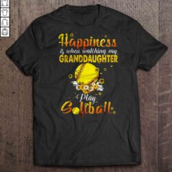 Happiness Is When Watching My Granddaughter Play Softball Sunflower TShirt Gift