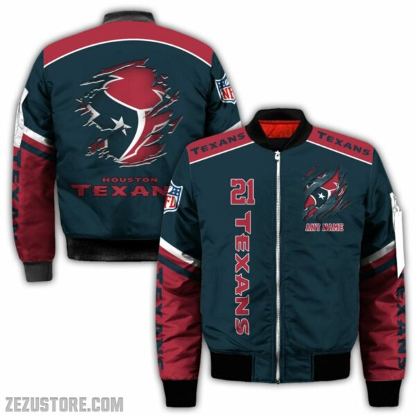 Houston Texans NFL all over 3D Bomber jacket fooball gift for fan