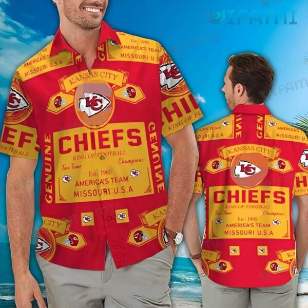 KC Chiefs Hawaiian Shirt Budweiser Label Kansas City Chiefs Gift