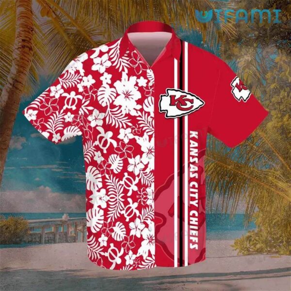 KC Chiefs Hawaiian Shirt Flower Turtle Pattern Kansas City Gift