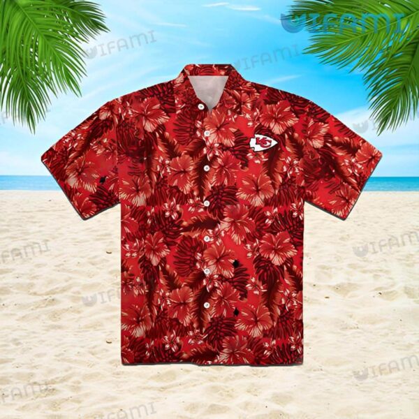 KC Chiefs Hawaiian Shirt Red Hibiscus Palm Leaf Kansas City Gift 1