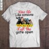 Live Life Like Someone Left The Gate Open Sunflower Cow V-Neck T-Shirt Live Life Like Someone Left The Gate Open Sunflower Cow V Neck T Shirt