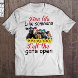 Live Life Like Someone Left The Gate Open Sunflower Cow V-Neck T-Shirt