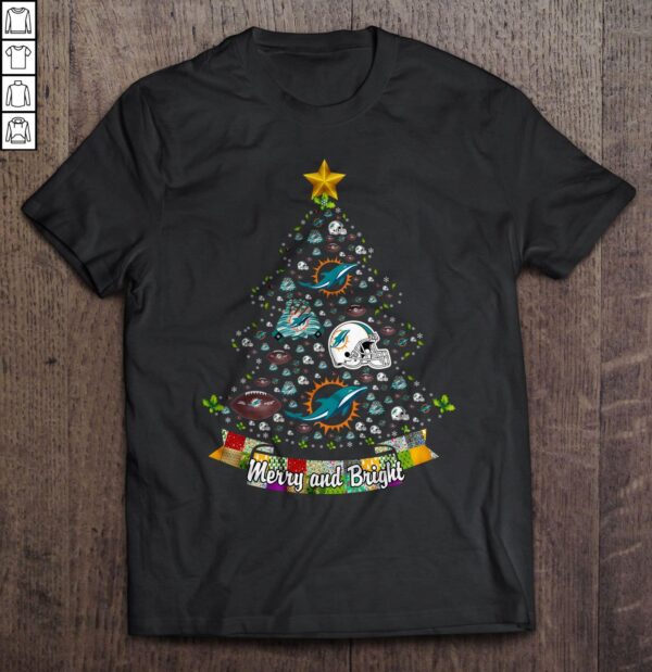 Merry And Bright Miami Dolphins NFL Christmas Tree T shirt