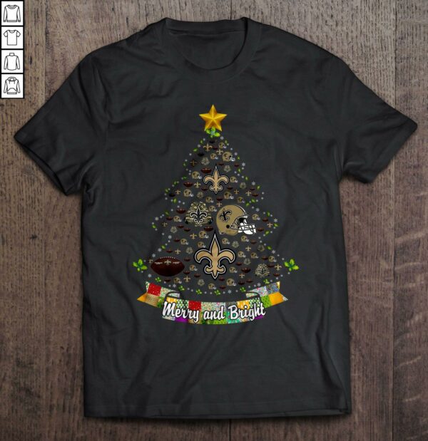 Merry And Bright New Orleans Saints NFL Christmas Tree T-shirt sK9