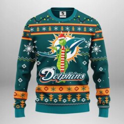 Miami Dolphins Funny Grinch Ugly Christmas Sweater