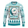 Miami Dolphins Grateful Dead Ugly Christmas Fleece Sweater