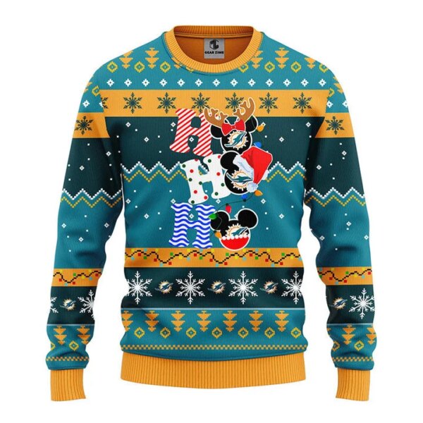 Miami Dolphins HoHoHo Mickey Ugly Christmas Sweater