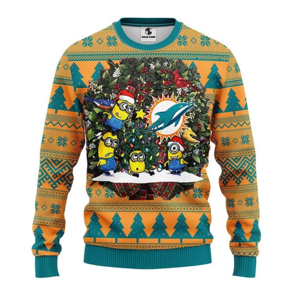 Miami Dolphins Minion Ugly Christmas Sweater