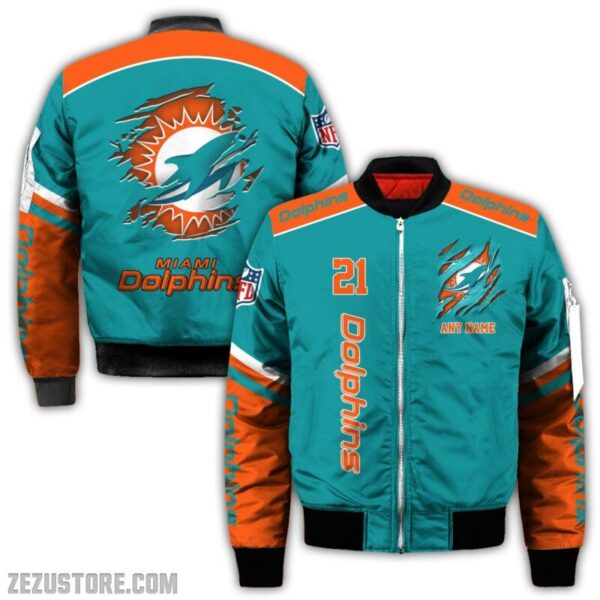 Miami Dolphins NFL all over 3D Bomber jacket fooball gift for fan