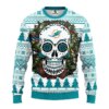 Miami Dolphins Skull Flower Ugly Christmas Sweater