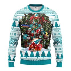 Miami Dolphins Tree helmet Ugly Christmas Fleece Sweater