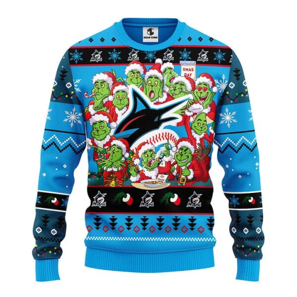 Miami Marlins 12 Grinch Xmas Day Ugly Christmas Sweater