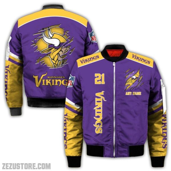 Minnesota Vikings NFL all over 3D Bomber jacket fooball gift for fan