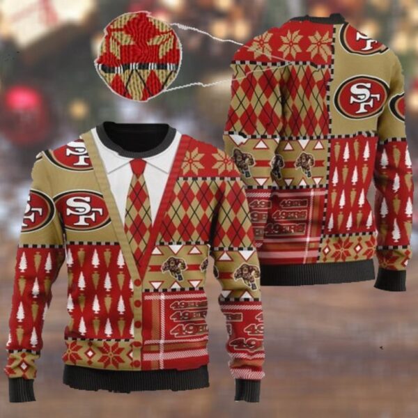 NFL American Football Team Cardigan Style 3D Ugly Sweater christmas For fan san francisco 49ers