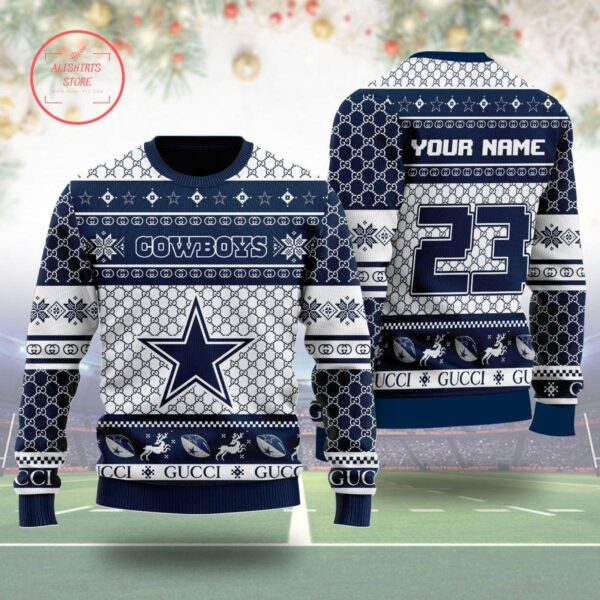 NFL Dallas Cowboys gucci pattern 3D ugly Christmas All Over Print Thicken Sweater