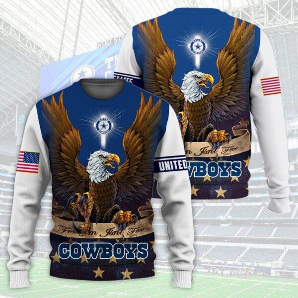 NFL Dallas Cowboys sweater Custom Name, One Nation Under God All-Over Print Thicken Sweater v5