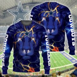 NFL Dallas Cowboys sweater lion thunder, One Nation Under God All-Over Print Thicken Sweater
