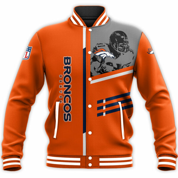 NFL Denver Broncos Baseball Jacket Personalized name Football For Fan
