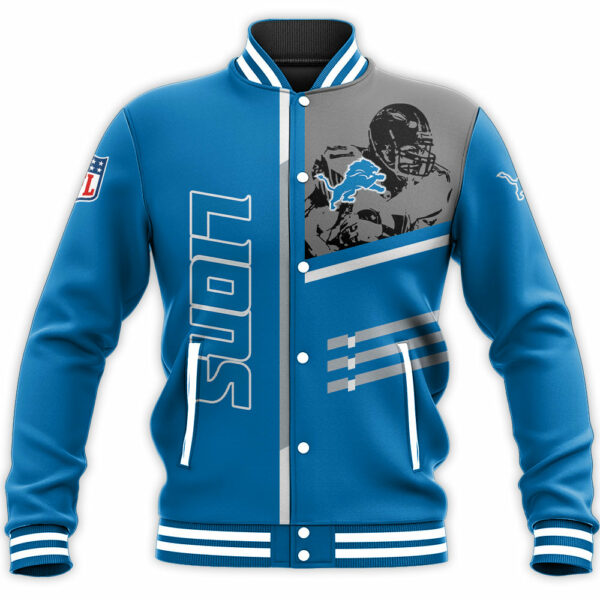 NFL Detroit Lions Baseball Jacket Personalized name Football For Fan