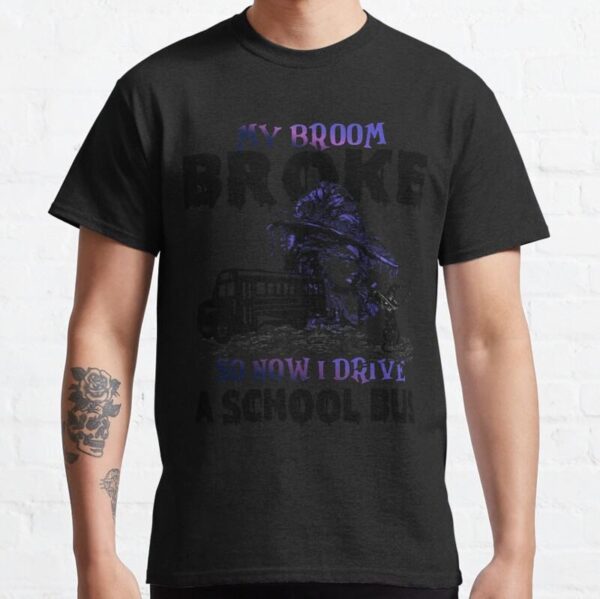 NFL Halloween Shirts My broom broke so now I drive a school bus halloween Classic T Shirt27