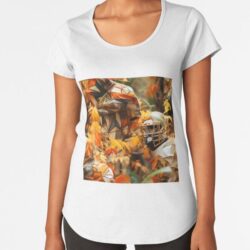 NFL Halloween Shirts Orange Autumn Leaves and White Helmet Premium Scoop T-Shirt21