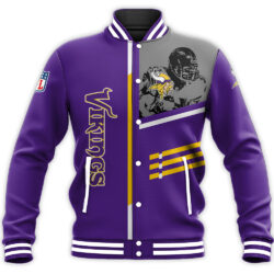 NFL Minnesota Vikings Baseball Jacket Personalized name Football For Fan