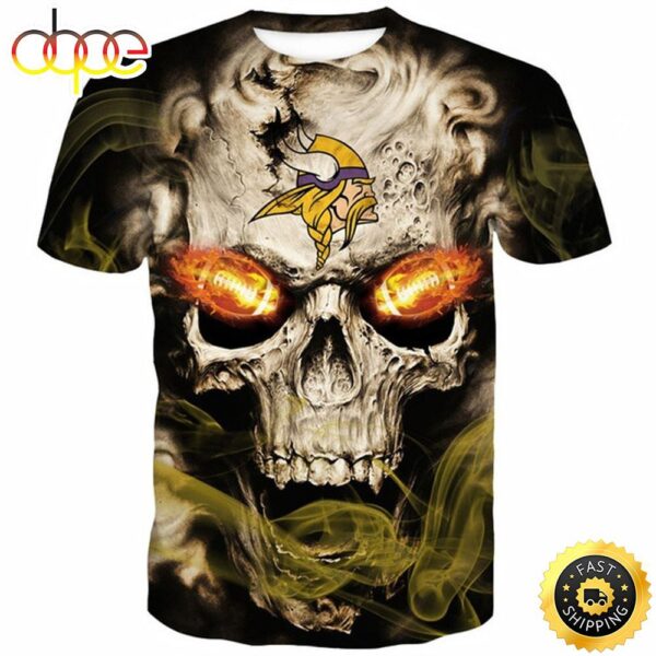 NFL Minnesota Vikings Neon 3d Glowing Fiery Football Eyes All Over Print Shirts