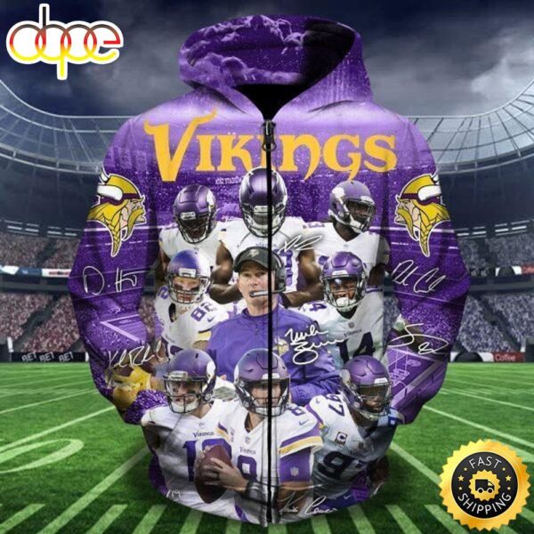 NFL Minnesota Vikings Team 3D Zip Hoodie All Over Print Shirts