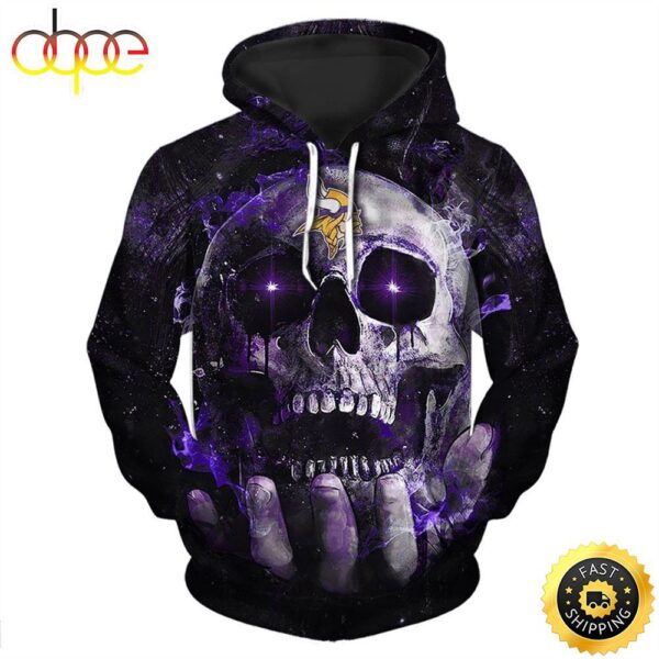 NFL Minnesota Vikings Team Neon Skull 3D Hoodie All Over Print Shirts