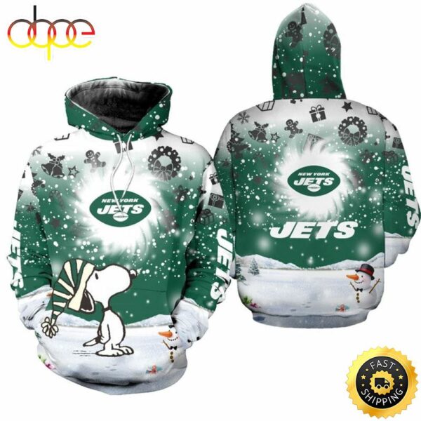 NFL New York Jets Snoopy Green Christmas Pullover Hoodie