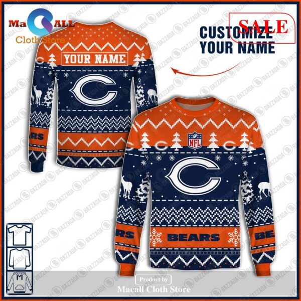 NFL Personalized Name Chicago Bears christmas ugly Sweatshirt 3D LIMITED EDITION