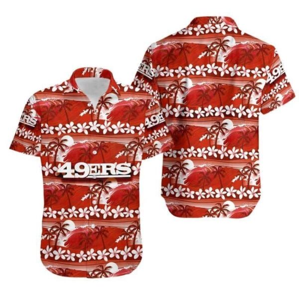 NFL San Francisco 49ers Hawaiian Shirt Coconut Trees And Flowers NFL Hawaiian Shirt