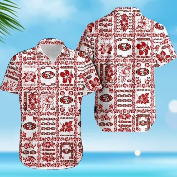 NFL San Francisco 49ers Hawaiian Shirt Hibiscus Flower Pattern Summer Vacation Gift NFL Hawaiian Shirt