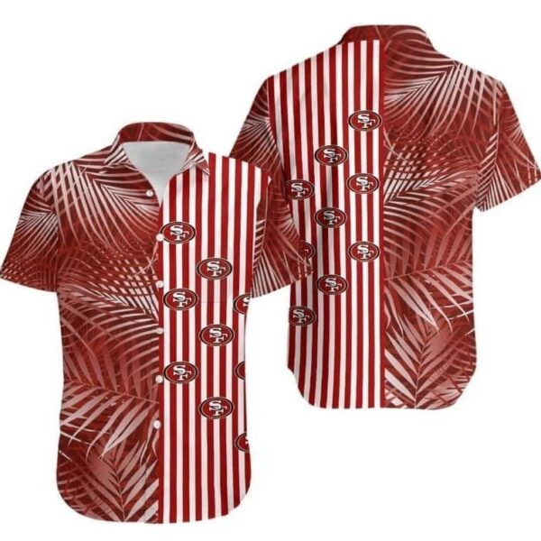 NFL San Francisco 49ers Hawaiian Shirt Palm Leaves Pattern NFL Hawaiian Shirt